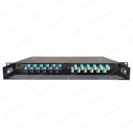 1U 24 Staggered Port Fixed Type Fiber Optic Rack Panel - Staggered Port Fixed Type Fiber Optic Rack Enclosure With Front Cover-1